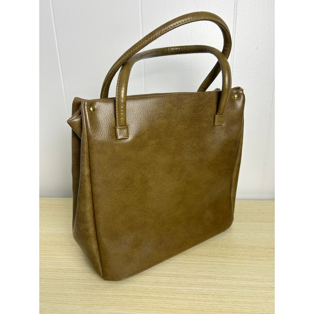 Dover Made in USA Brown Leather Tote Bag Purse mid century modern classic - Picture 2 of 9